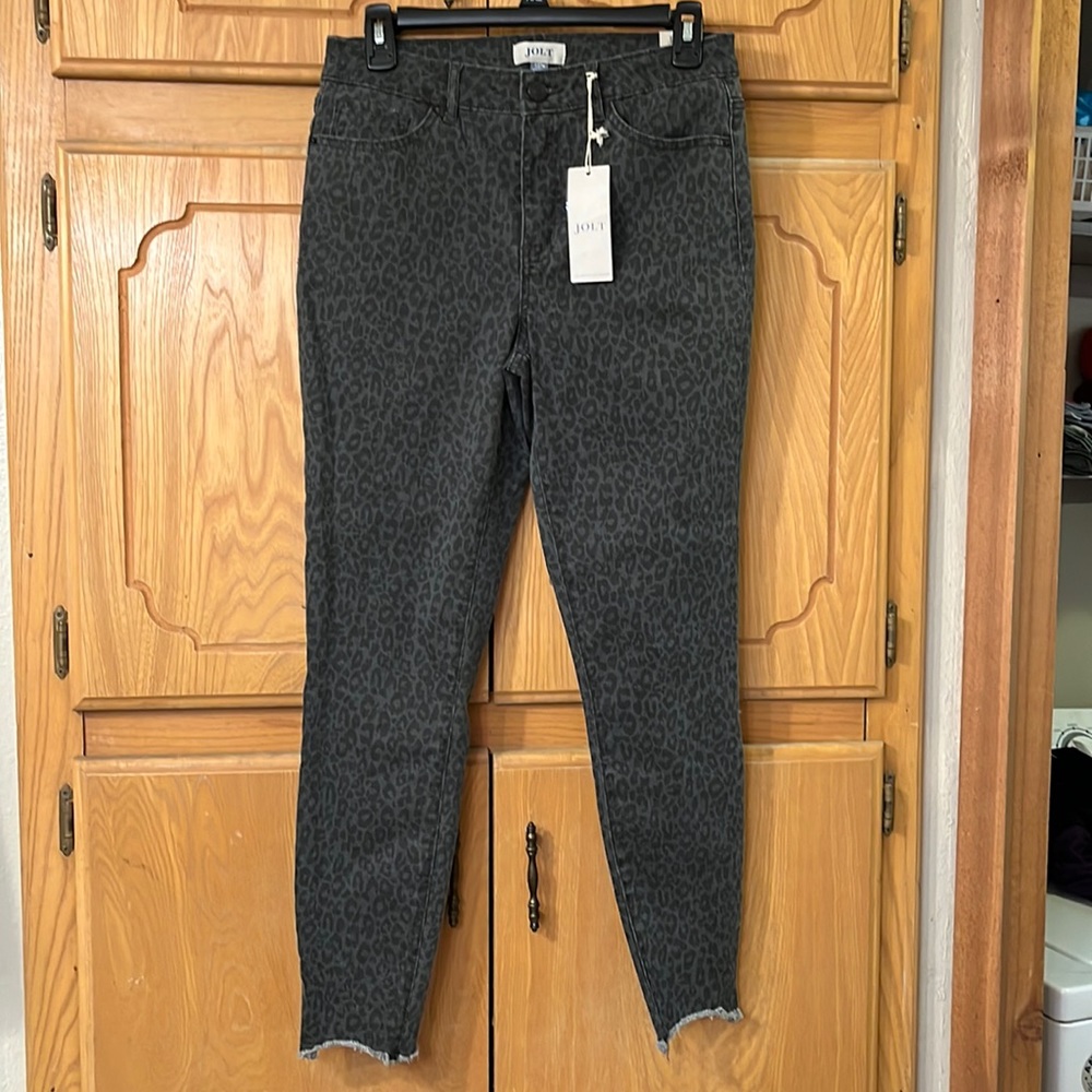 Jolt animal print black/gray jeans juniors size 5